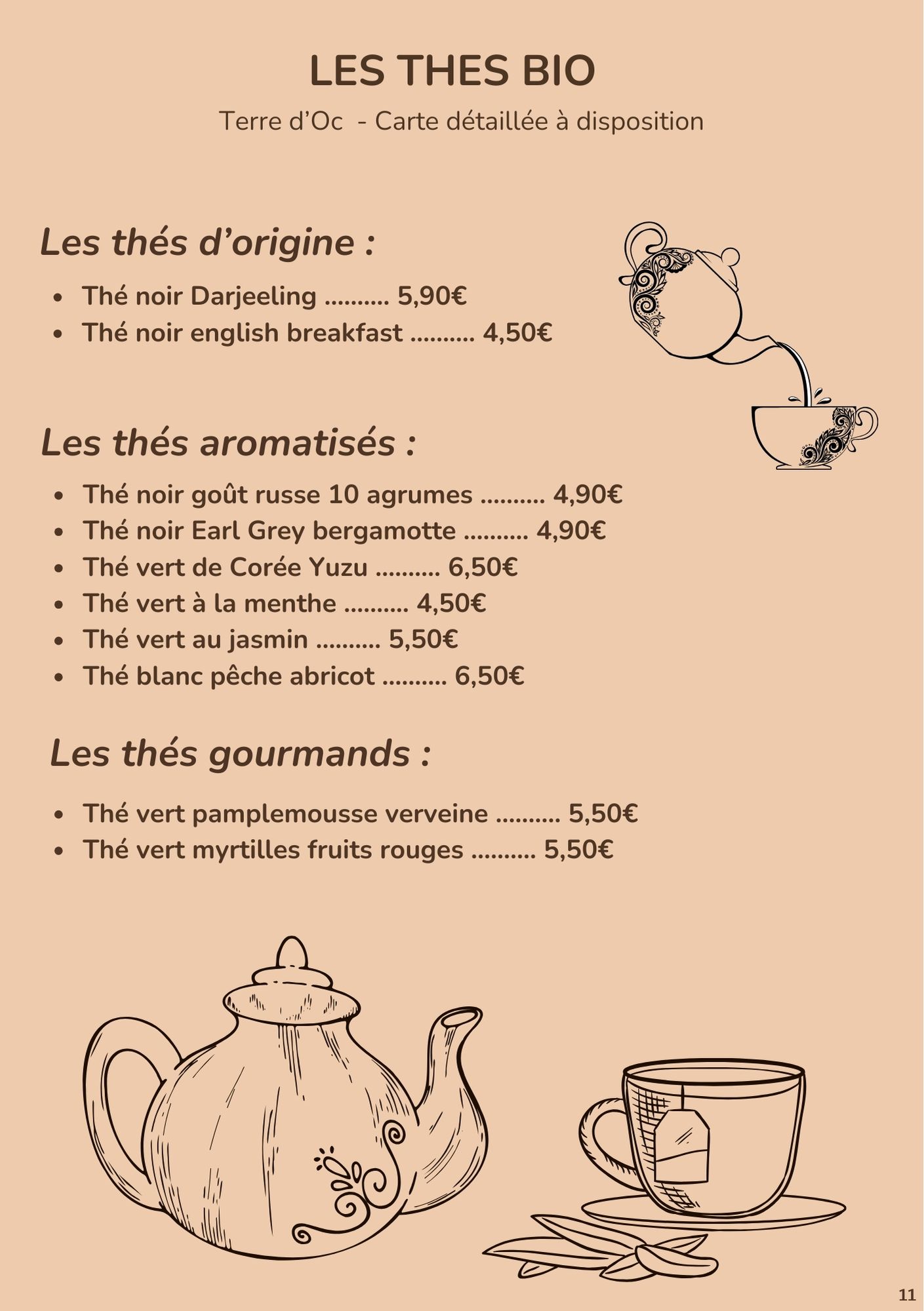 Carte des Bocaux d'Ugo - thés bio