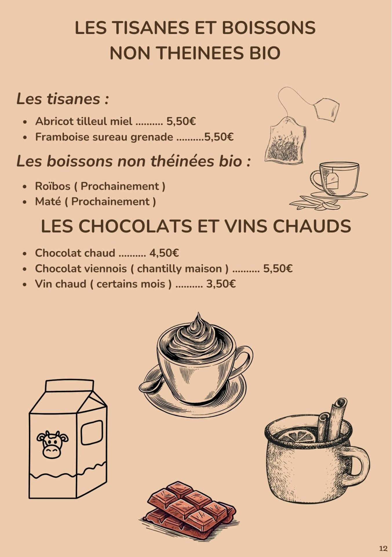 Carte des Bocaux d'Ugo - tisanes et boissons theinées bio