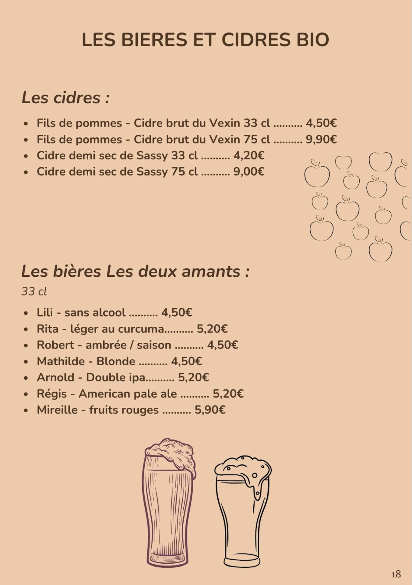 Carte des Bocaux d'Ugo - Les bières et les cidres