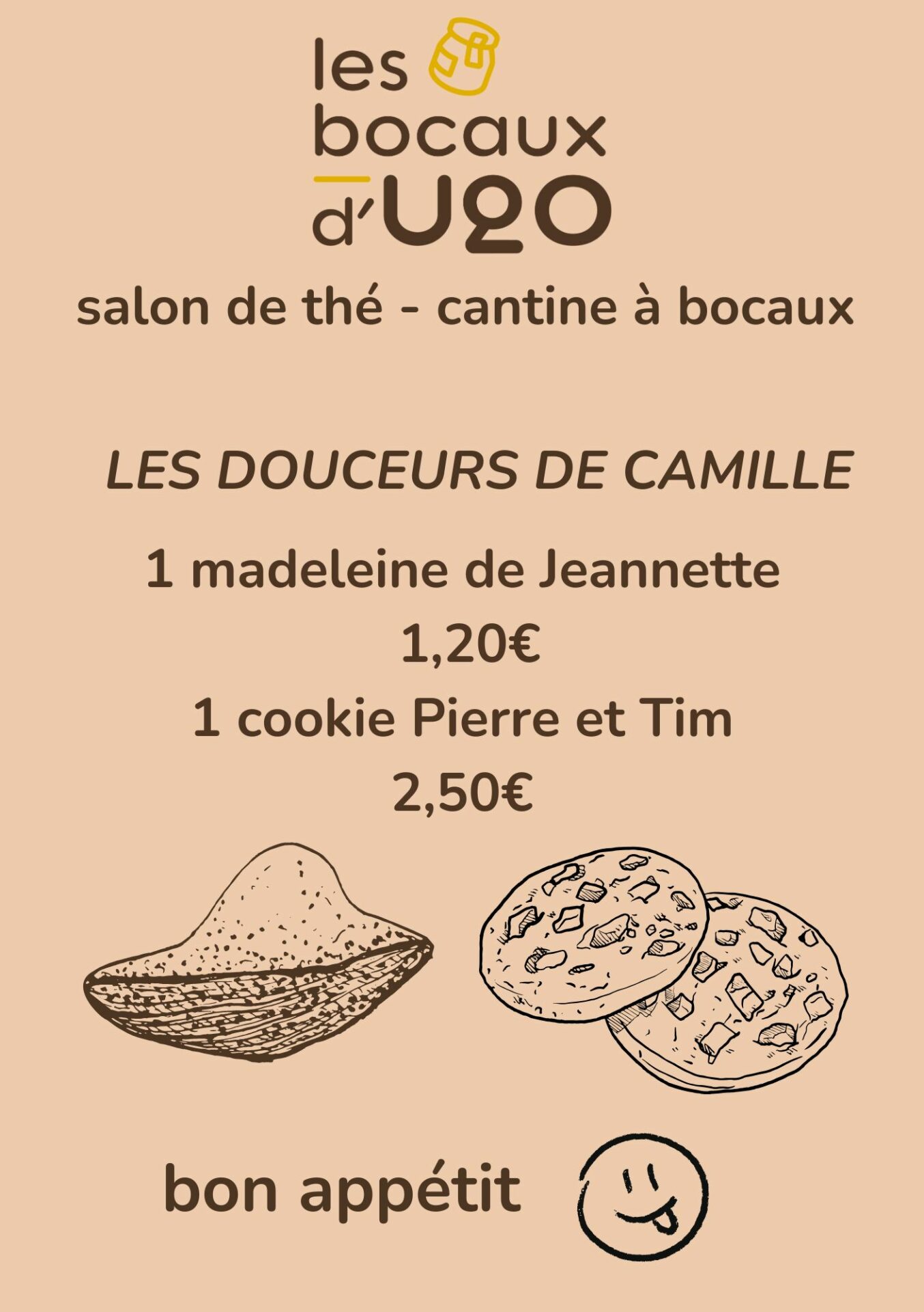 Les douceurs de Camille, la carte