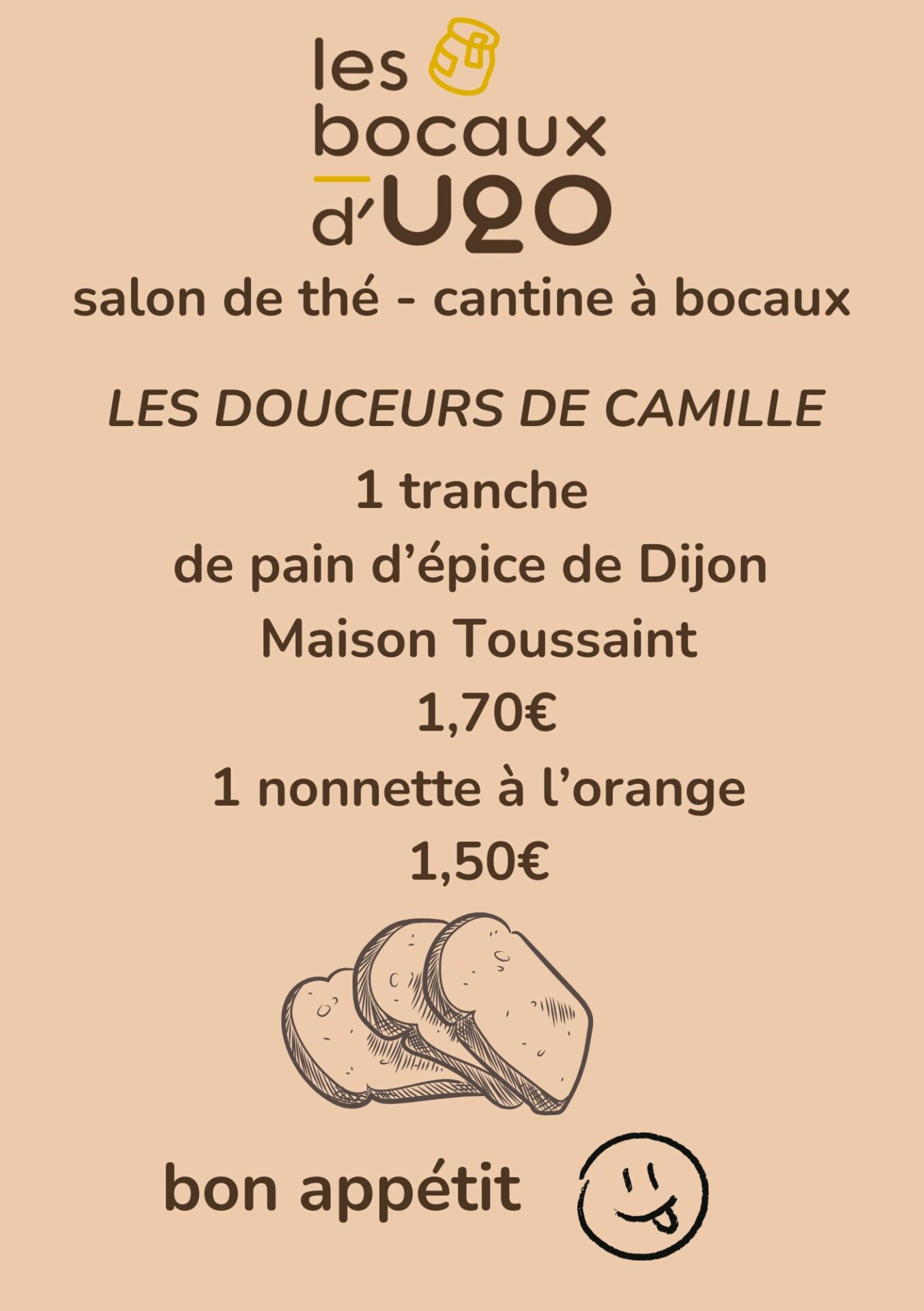 la carte des Bocaux d'Ugo