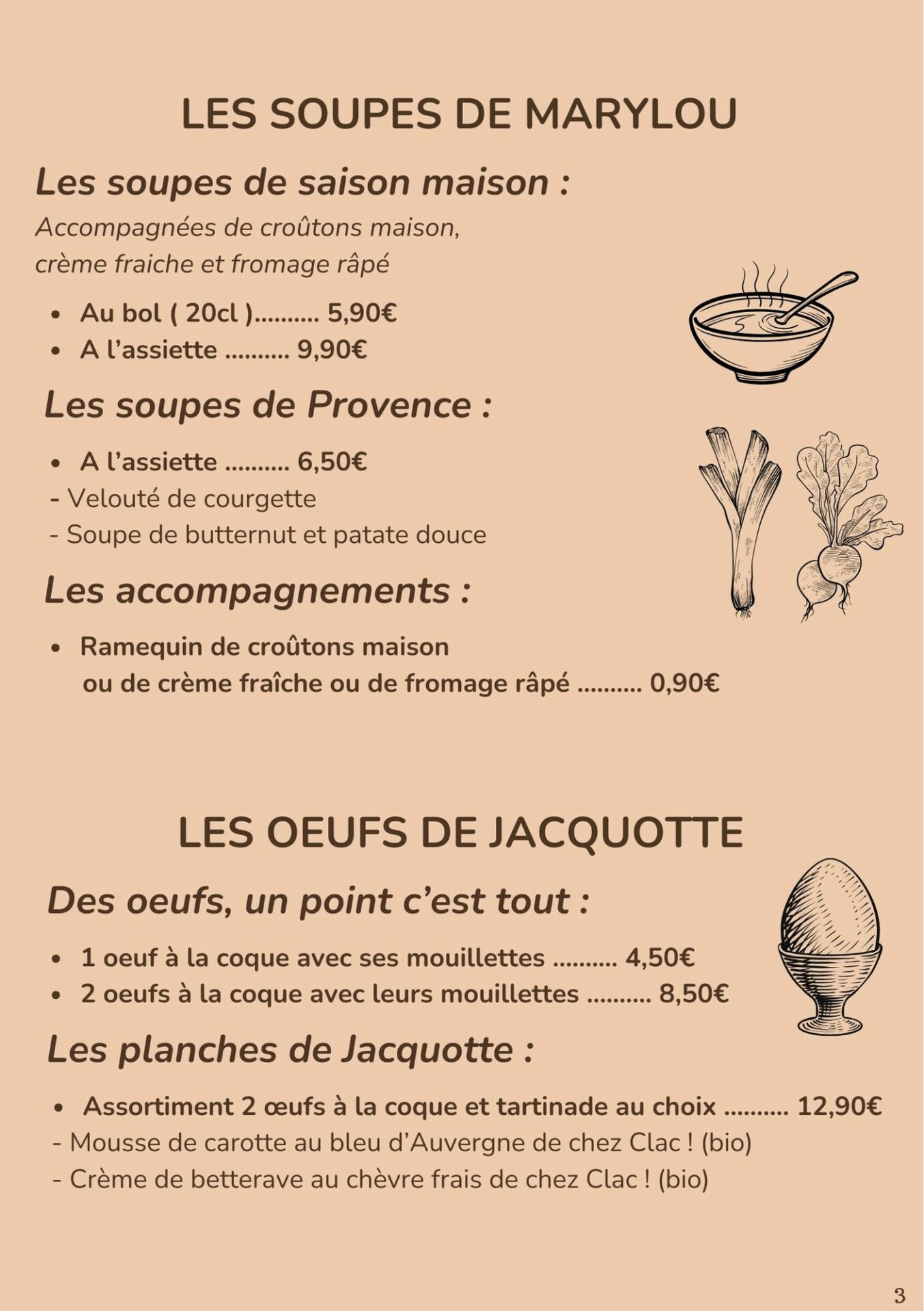 Carte des Bocaux d'Ugo - les soupes