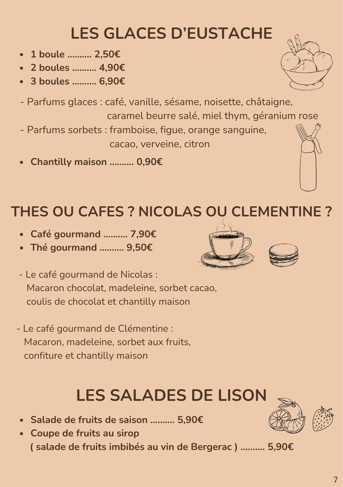 Carte des Bocaux d'Ugo - glaces